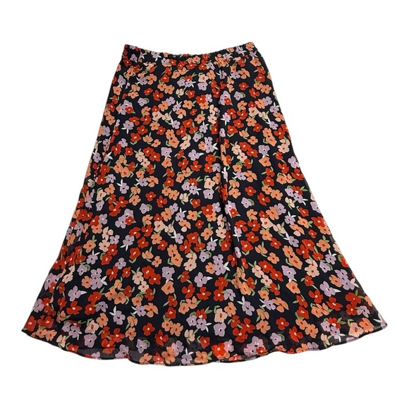 Ann Taylor Floral Print Midi Flowy Skirt Size M - Picture 2 of 3